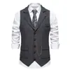2026 Cross-Border Amazon Colete de Terno Masculino em Tweed Espinha de Peixe Colete Retro com Lapela de Cota de Malha para Homens