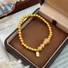 Nuevo Pulsera de la Fortuna Tradicional Estilo Chino Chapada en Oro Incrustada de Diamantes con Forma de Calabaza para Mujeres, Textura de Oro Imitación, Pulsera Lujosa, Joyería de Regalo