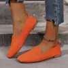 Nuevos zapatos planos casuales de punto volador para mujer, sin cordones, puntera cuadrada, verano, talla grande, comercio exterior europeo y americano 2024