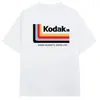 Camiseta Gráfica Logo Arco-Íris Abertura Câmera Kodak Masculina Algodão Vintage Street Preta 2026 Nova