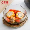 Tigela de vidro com borda dourada criativa japonesa irregular para salada de frutas padrão martelado resistente ao calor para micro-ondas louça para lavar chá transfronteiriça