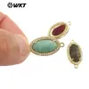 WT-C334 Colgante Exquisito Oval de Piedra Preciosa de Color Amatista Destello Piedra de Cuarzo Rosa Borde de Circonita