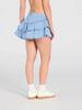 Moda Europea y Americana 2025 Falda Corta de Mezclilla con Volantes, Línea A, Cintura Alta para Mujer, Verano, Petite, Falda de Pastel en Capas, Media Falda