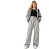 Pantalones jogger de trabajo estilo americano talla grande, versátiles de cintura alta adelgazantes de corte holgado deportivos retro de dos vías jogger casual