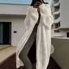 Suéter Novo Transfronteiriço Europeu e Americano Cor Sólida Tricotado Casual Cardigan de Manga Longa Jaqueta de Bolso Solta de Comprimento Médio Transfronteiriça para Mulheres