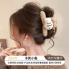Accesorio para el cabello de pinza de tiburón marrón, de bajo volumen, esponjoso, para peinado semi-recogido, pinza grande de oso para el cabello, pinza de garra con orejas de gato y borla elegante para mujer