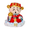 Conjunto de Presente Estatueta Cinco Bênçãos: Fortuna, Felicidade, Longevidade, Riqueza e Prosperidade - Estilo Chinês Versão Q Estatueta do Deus da Riqueza para Decoração de Entrada - Novo