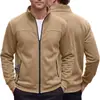 Chaqueta de Forro Polar con Cuello Alto y Cremallera, Bolsillos Laterales, Cardigan Largo Casual para Exteriores, Otoño e Invierno para Hombre, Transfronterizo de Amazon