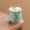 Taza Maestra de Plata Dorada 999 del Fabricante con Taza de Té Esmaltada, Taza de Cintura, Juego de Té Kung Fu, Taza de Té Personal