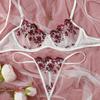 Amazon transfronterizo Encaje Floral para Mujer con Aro de Acero Envuelto en el Pecho Set de Sujetador de Lencería para Mujer