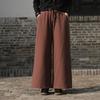 Invierno 2026 Estilo Nuevo Algodón y Lino Vintage Holgados Gruesos Acolchados Cálidos Pantalones de Pierna Ancha Casual para Mujer con Cordón Pantalones de Algodón
