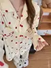 Pijama Feminino Pônei de Bolinhas Vermelhas, Conjunto Estilo Ins de Manga Longa e Calça Longa para Primavera e Outono, Adequado para Jovens Usarem Fora de Casa como Loungewear