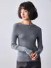 Suéter de alta qualidade, listrado, gola redonda, de lã pura, manga longa, com efeito emagrecedor, versátil para outono e inverno, e exalando um estilo elegante