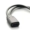 Adaptador de Energia Fêmea Tipo-C com Portas Macho Duplas Tipo-C, Cabo de Carregamento 5V, Adaptador Fêmea Tipo-C para Duas Macho Tipo-C