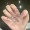 Parches de Uñas Portátiles Populares de Primavera y Verano, Parches de Arte para Uñas con Pedrería Francesa de Alta Gama, Uñas Postizas Portátiles para Chicas Dulces de Xiaohongshu