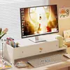 Suporte Ajustável em Altura para Computador, Suporte de Posicionamento de Monitor para Mesa de Escritório, Mesa de Trabalho com Prateleira de Armazenamento com Gaveta, Suporte para Laptop