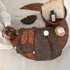 Conjunto de Roupa de Primavera para Bebê: Conjunto de Duas Peças com Colete Xadrez Vintage e Calça Casual Reta Versátil com Orelhas de Coelho para Meninos e Meninas