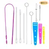 Amazon Set de Ensartador de Cuerda Elástica Largo Plástico Guía de Banda Elástica Ensartador de Doble Agujero Pinza para Ensartar