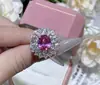 Yuntong Joias Atacado Moda Retrô Europeia e Americana Anel de Diamante com Gema Colorida Paraíba Cultivada em Formato de Ovo para Meninas