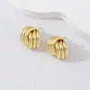 Pendientes Transfronterizos Europeos y Americanos Moda Anillo de Tubo de Hierro Cruzado Estilo Frío Doble Anillo Pendientes para Mujer de Comercio Exterior en Stock