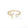 Anillo Abierto de Letra Inicial Z con Circonita de Lujo de Gama Alta Transfronterizo Europeo y Americano Versátil Creativo Simple Anillo Venta al por Mayor