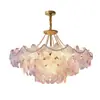 Lámpara de araña de lujo ligero para sala de estar francesa, flor de cinco pétalos creativa, lámpara de cristal de vidrio, moderna y simple para dormitorio, restaurante, lámparas Zhongshan