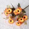 Crisantemo artificial de 18 cabezas, color otoñal, margarita pequeña, flor falsa, pequeño ramo de flores de tela de seda, decoración para el hogar, hotel, boda, guía de ruta, flor