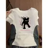 Camiseta Blanca de Manga Corta con Cuello Redondo de Diseño de Nicho para Mujer Moda de Verano Estilo Chica Picante Corte Ajustado Top Versátil con Personalidad ins