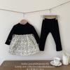 Ropa para Niños Jenny Conjunto de Polar para Niñas 26 Otoño/Invierno Top de Retazos Florales Retro Leggings Calentitos para Bebé Niña
