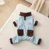 Ropa de otoño e invierno para mascotas de cuatro patas, abrigo de terciopelo cálido para uso en exteriores, ropa a prueba de viento de cuello alto para pasear gatos