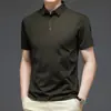 Polo de Seda de Hielo Dagging Sin Rastro 2024 para Hombre Verano Cuello Solapa Camiseta Joven y de Mediana Edad Elástica Casual Manga Corta