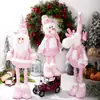 Muñecas de Navidad rosas con lentejuelas transfronterizas: Figuras de Santa, muñeco de nieve y renos para decoración de ventanas y hogares en Navidad