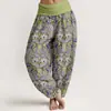 Pantalonas Casuais Versáteis de Moda Estilo Novo Europeu e Americano Transfronteiriço com Estampa Digital 3D Algodão Puro Estampado Diretamente Pantalonas Thai Femininas para Primavera e Verão