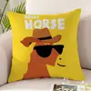 Almohada de Dibujos Animados Año del Caballo 2026 Felpa Corta Funda de Almohada Impresa por Ambos Lados Sin Relleno para Cojín de Sofá de Sala de Estar