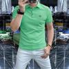 Camisa polo de verão 2025, nova camisa masculina com lapela, respirável, manga curta, alta qualidade, perfuração quente, logotipo, personalidade, meia manga, tendência empresarial