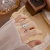 Anillo de Gato Corazón de Citrino Olivino Natural Estilo Suave Plata S925 Acabado Cepillado Anillo Versátil para el Día a Día