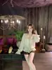 Conjunto Duas Peças Blusa Patchwork de Renda Franzida Estilo Francês Outono Inicial 28667