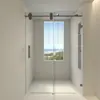Fornecimento Exclusivo Transfronteiriço: Box de Banho Reto Sem Moldura Porta de Vidro Deslizante Divisória Porta de Banheiro Atacado Vidro Temperado