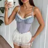 Camisola de Malla Transparente Sexy con Espina de Pescado sin Espalda, Encaje de Empalme, Wrap de Chica Caliente Transfronterizo de Alta Gama