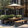 Conjunto de Mesa e Cadeiras Redondas para Parque ao Ar Livre Cadeira de Lazer Integrada Cadeira Pública de Descanso para Comunidade Conjunto de Mesa e Cadeiras para Pátio e Terraço