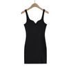Vestido sexy de tirantes americano para mujer 2024 Verano nuevo Puro deseo ajustado ropa interior vaina falda con abertura