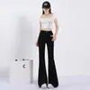 Jeans Micro-Lar Feminino Cintura Alta Borda de Pelo Design Retro Calça Ferradura Corpo em Pera Menina Cheinha Calça Flare Emagrecedora