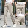 Calças Casuais Masculinas de Alta Qualidade de Hong Kong, Novo Estilo Outono, Corte Reto Solto, Calças Longas Elásticas Slim-Fit, Moda Coreana, Versátil