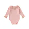 Macacão Bebê Estilo Europeu e Americano, Estilo Primavera e Outono para Meninas, Algodão Puro Manga Longa Roupa para Recém-Nascidos, Macacão Triângulo Roupa de Engatinhar