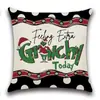 Fronha de Almofada Grinch de Natal Decoração de Feriado para Casa Capa de Almofada Fronha para Sofá Mistura de Linho Estampada