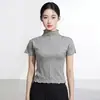 Top Feminino de Verão High-End Manga Curta Textura de Luxo Leve Senso de Design Nicho Slim-Fit Elástico Que Valoriza a Silhueta Camiseta Miyake