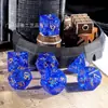 Grupo de Juego de Rol Dnd Set de 7 Dados de Juego Coc Dnd Rpg D6 D20 Azul Zafiro Explosión Cristal K9