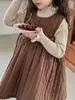 Suéter Infantil Outono e Inverno Novo Estilo Cor Sólida Versátil Camiseta Básica Meninas Quente Franzido Malha Macia Top Tendência