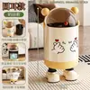 Lixeiras de Desenho Animado Cuidadosamente Selecionadas para Uso Doméstico, Lixeiras Altas com Tampa para a Sala de Estar, Elegantes Lixeiras com Tampa Deslizante de Orelha de Gato para o Quarto