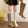 Botas de Caña Alta Estilo Caballero Moda Europea Americana Adelgazantes Versátiles con Tacón Interno Puntiagudas Otoño/Invierno Botas Plegables de Doble Uso